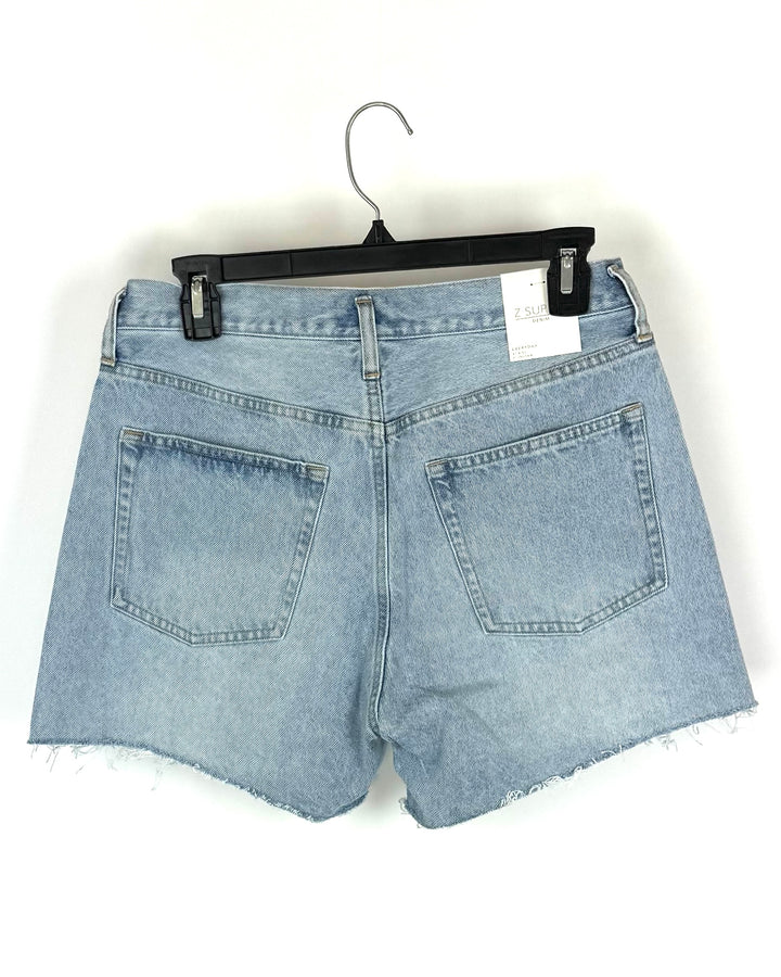 Medium Blue Wash High Rise Distressed Denim Shorts - Size 27