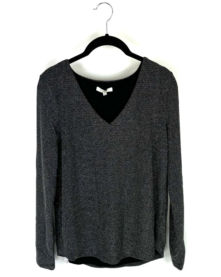 Sparkly Black V-Neck Top - Size 4/6