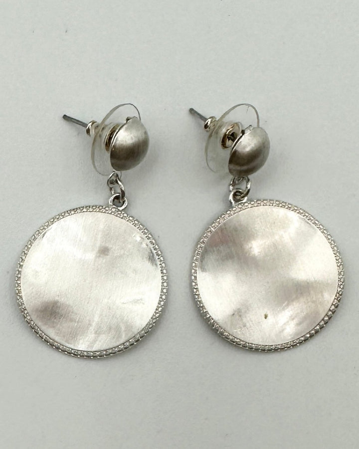 Silver Circular Pendant Earrings