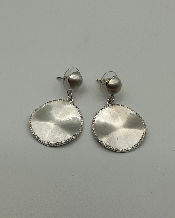 Silver Circular Pendant Earrings