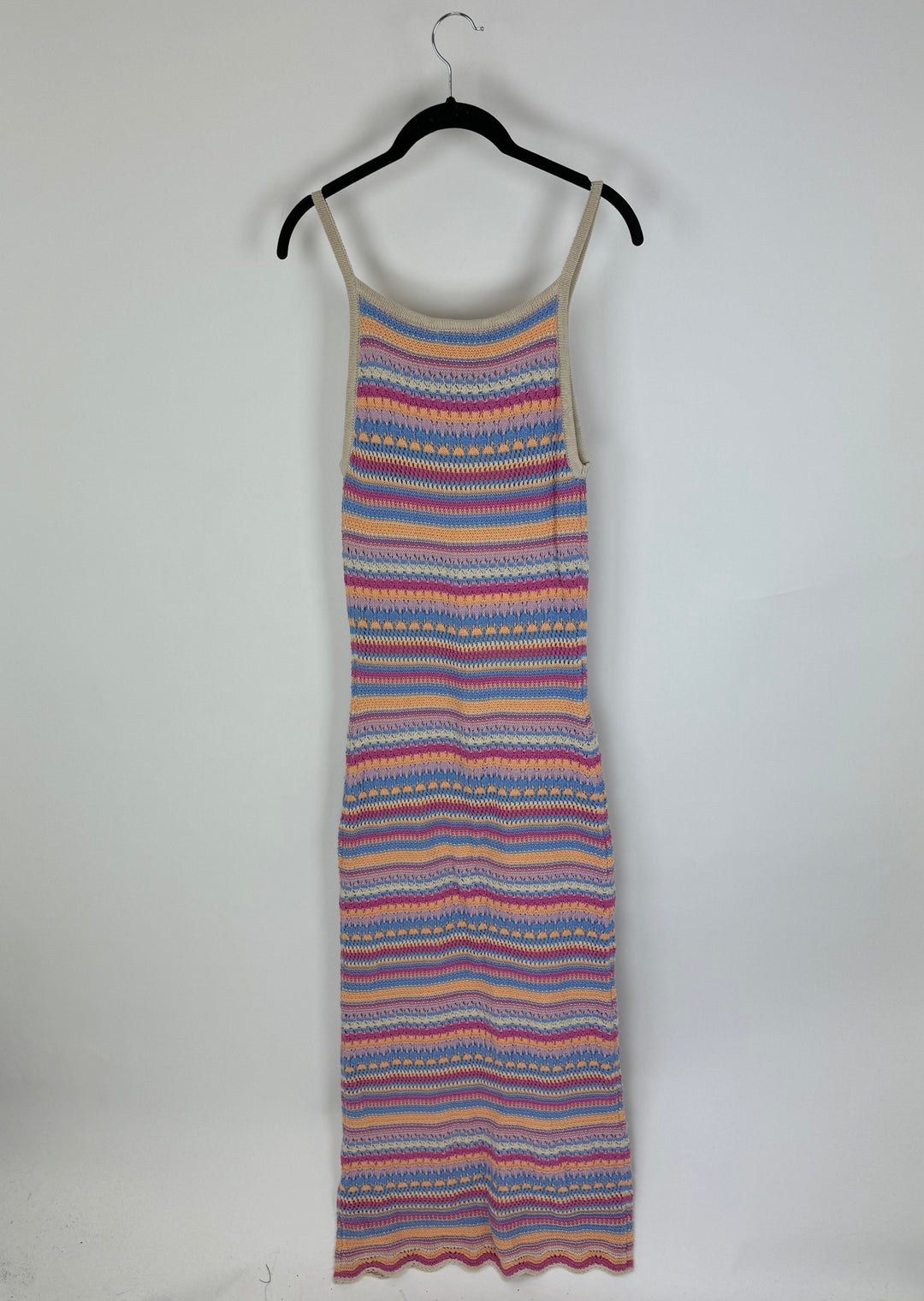 Colorful Crochet Striped Dress - Small