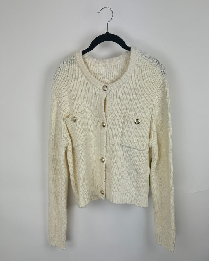 Ivory Buttoned Cardigan - Medium