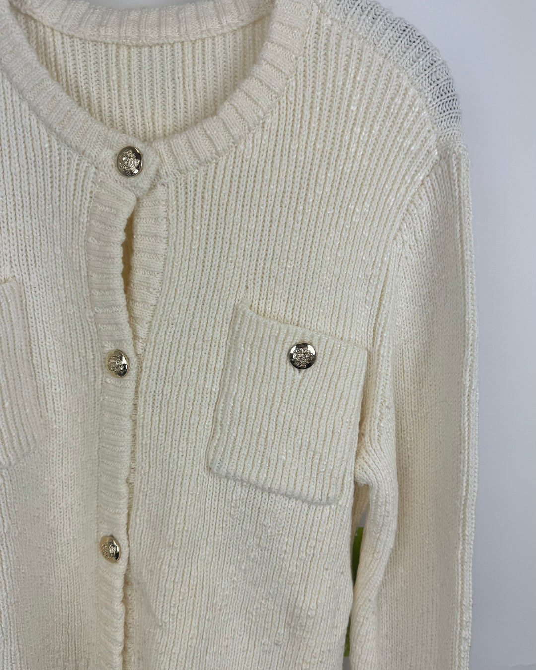 Ivory Buttoned Cardigan - Medium