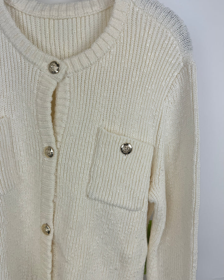 Ivory Buttoned Cardigan - Medium