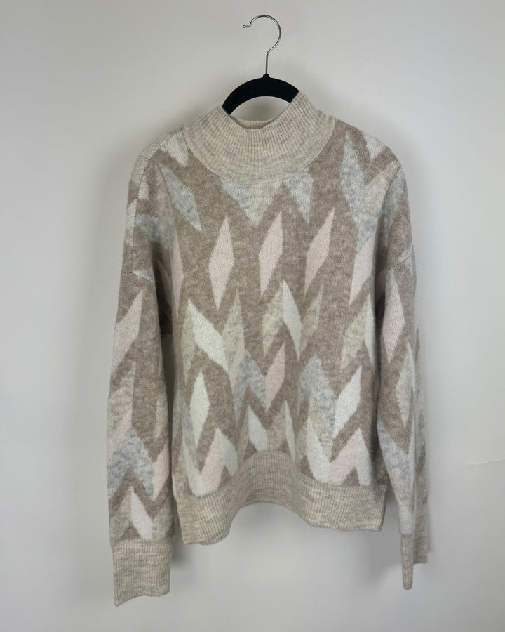 Beige Abstract Sweater - Medium