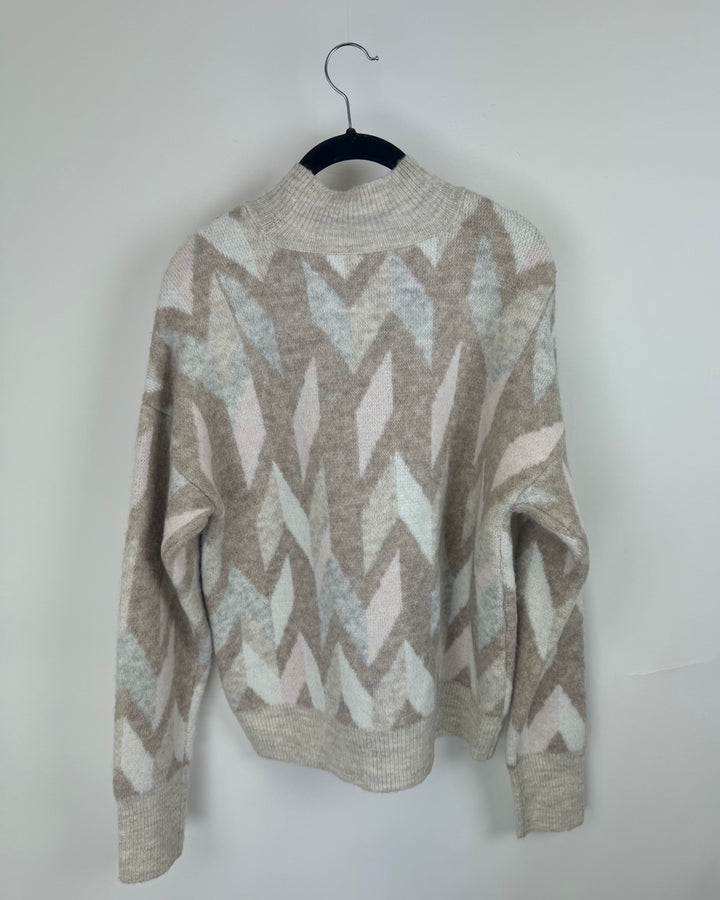 Beige Abstract Sweater - Medium
