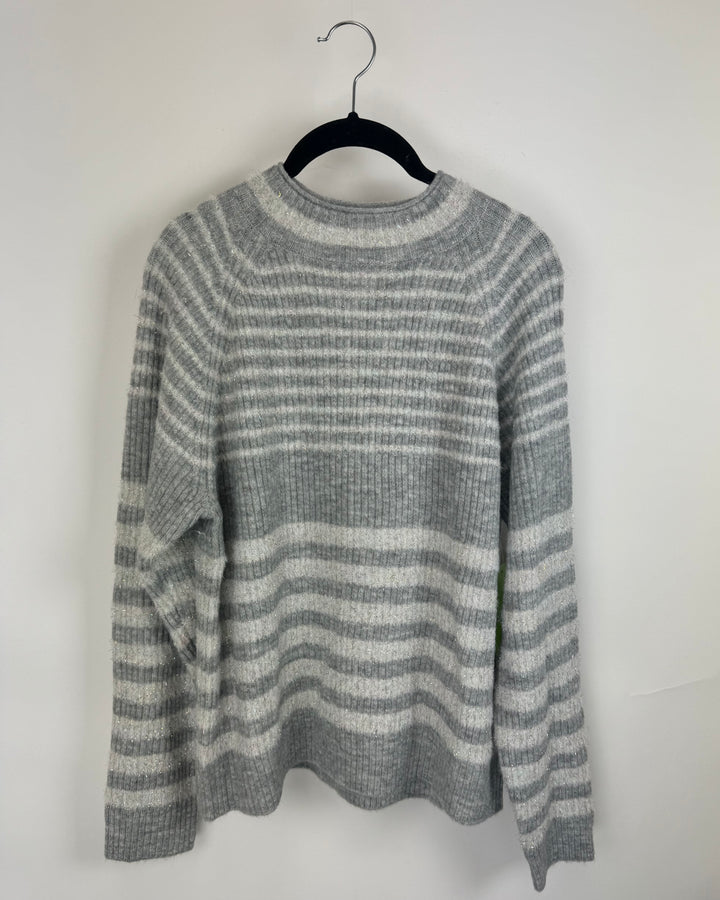 Grey Striped Sweater - Medium