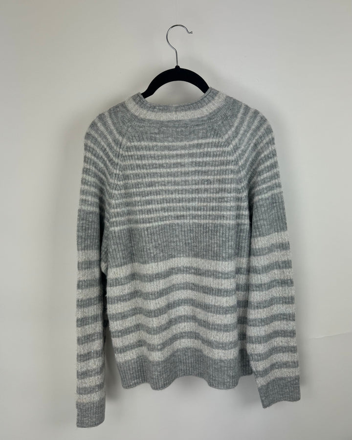 Grey Striped Sweater - Medium