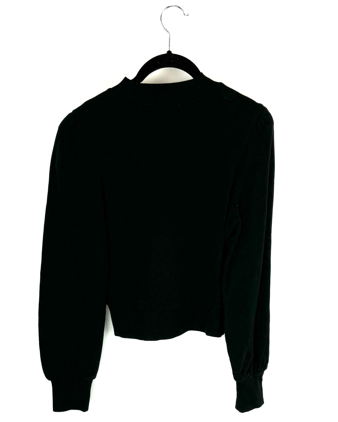 Black Cropped Mock Neck Long Sleeve Top - Small
