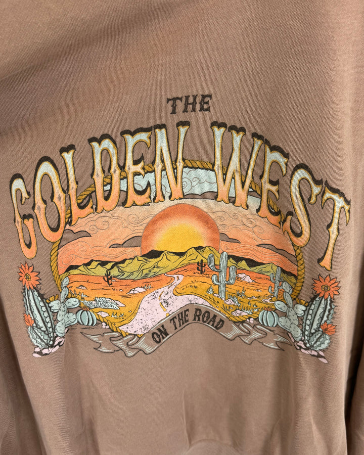Brown Crewneck with Golden West Design - Size 4/6
