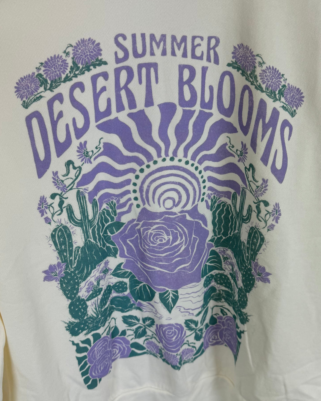 White Crewneck with Purple Roses - Size 4/6