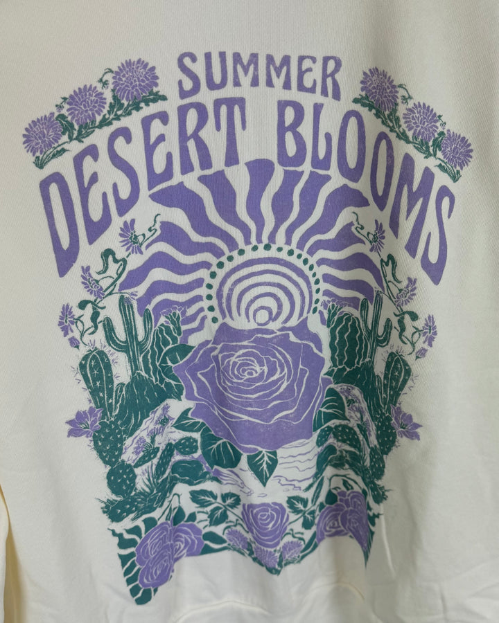White Crewneck with Purple Roses - Size 4/6