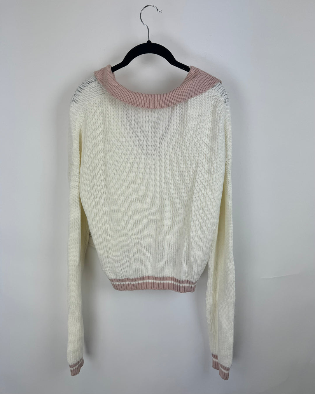 White and Pink Sweater - Medium