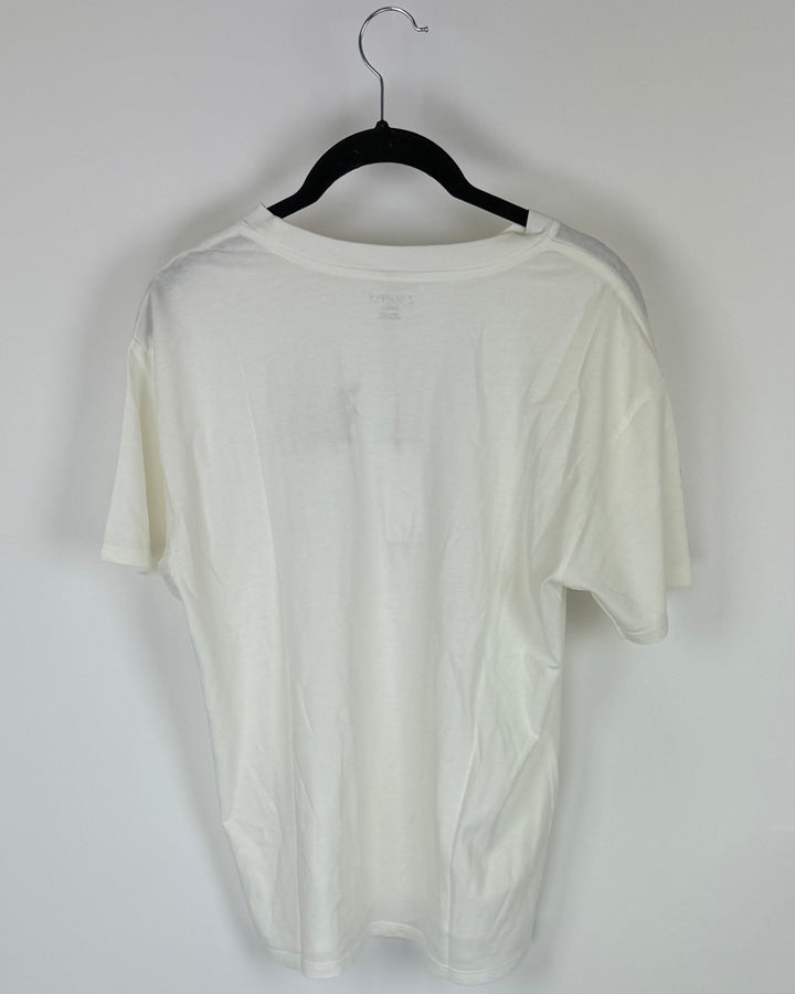 White T-Shirt with Dog and Glasses - Size 4/6