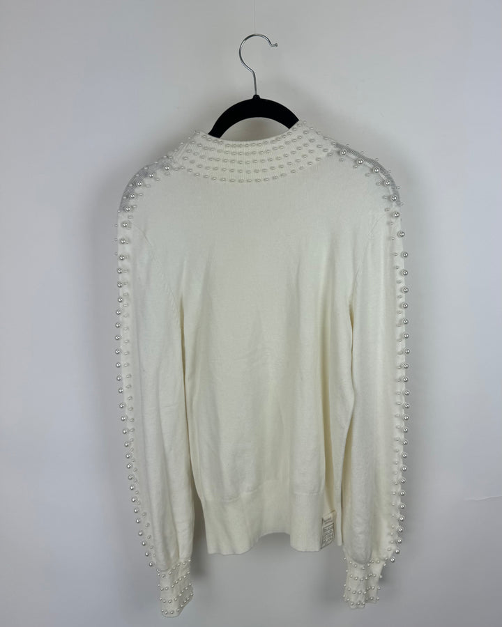 White Faux Pearl Sweater - Medium