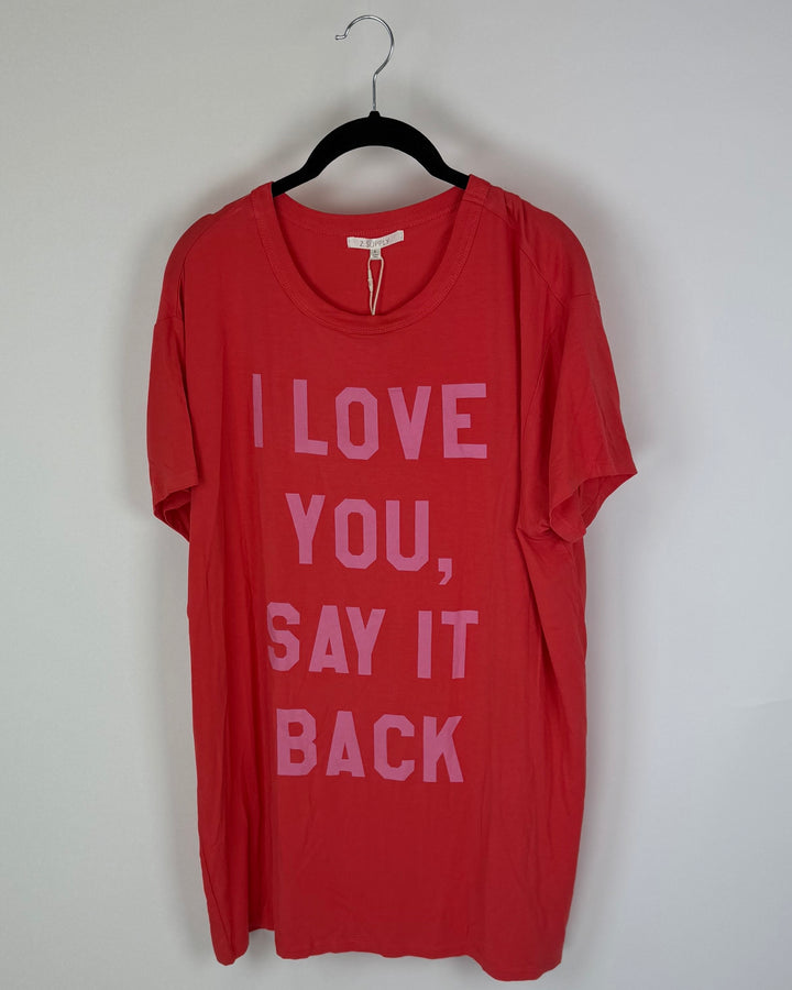 Coral Oversized Graphic T-Shirt - Small