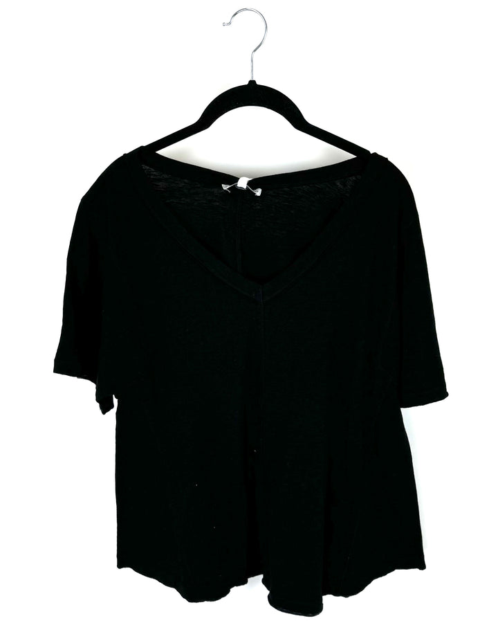 Black V-Neck T-Shirt - Small