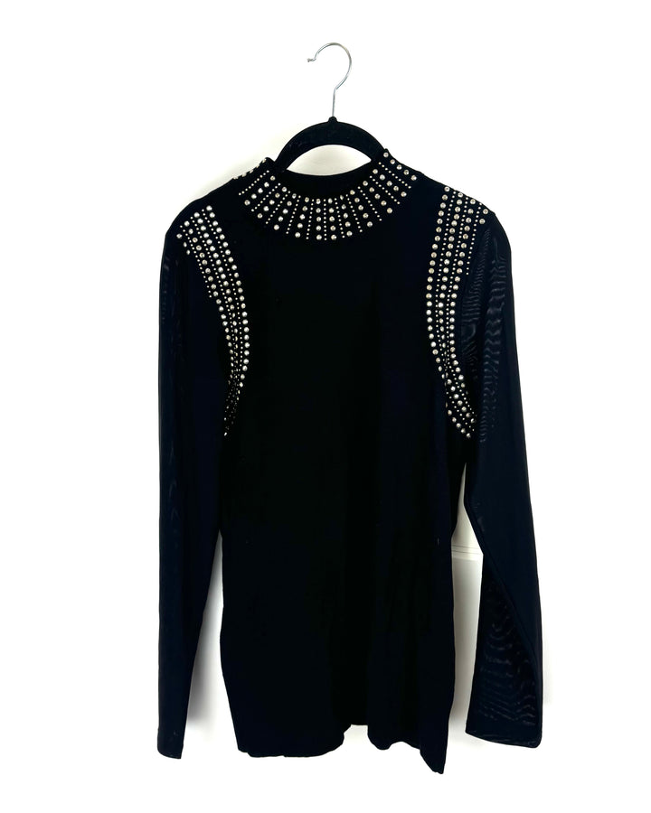 Black Rhinestone Sweater - Medium