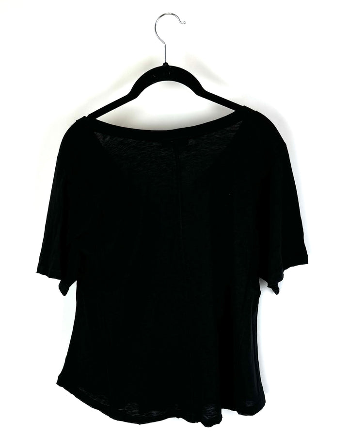 Black V-Neck T-Shirt - Small