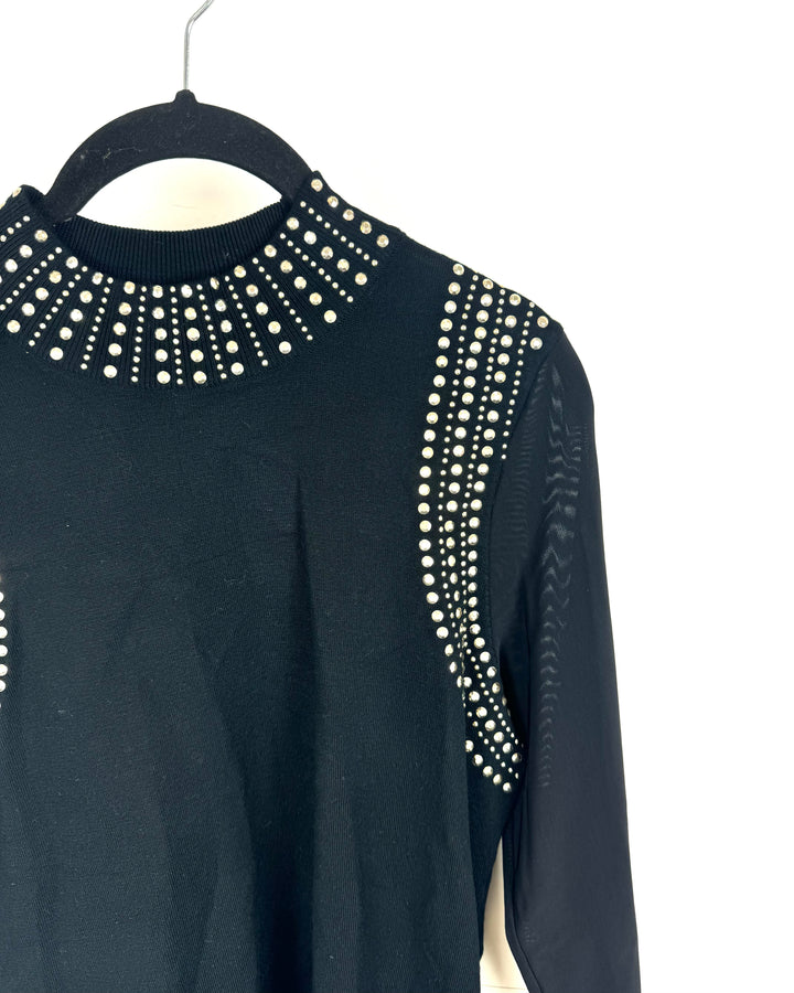 Black Rhinestone Sweater - Medium