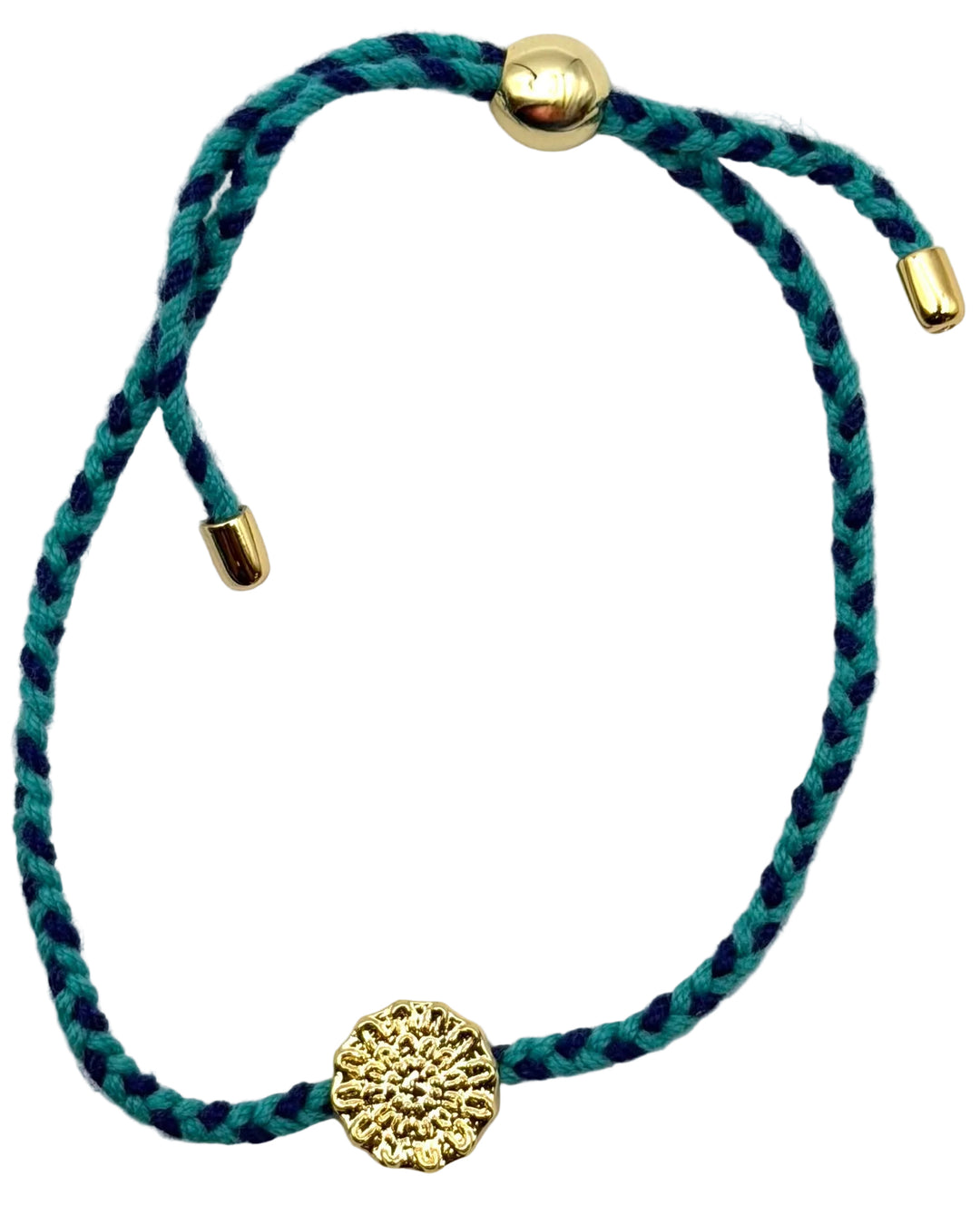 Teal and Navy Braided Cord Bracelet