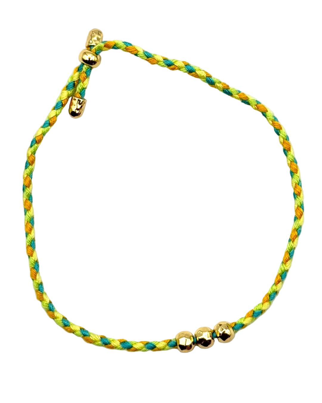 Green, Teal, and Yellow Braided Bracelet