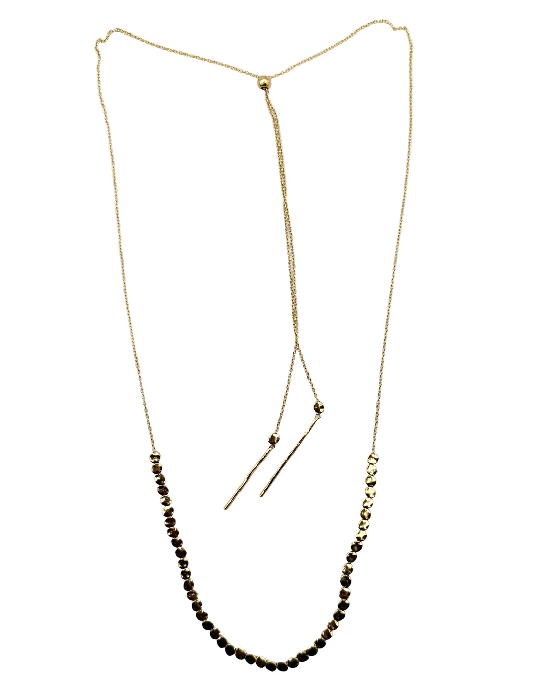 Gold Beaded Disc Necklace