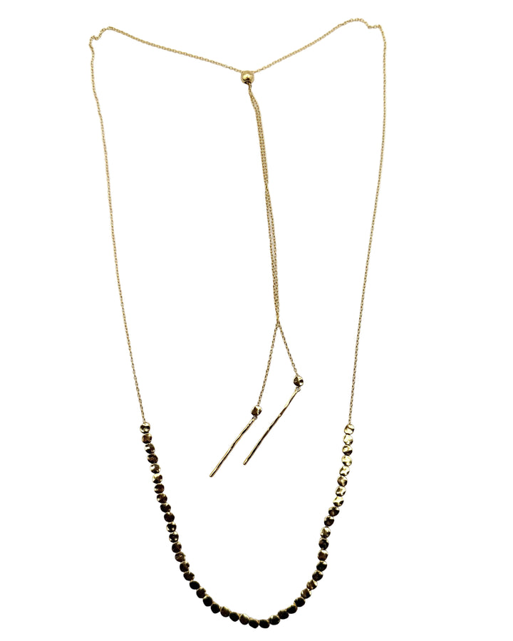 Gold Beaded Disc Necklace