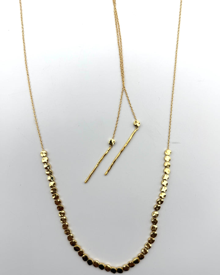 Gold Beaded Disc Necklace