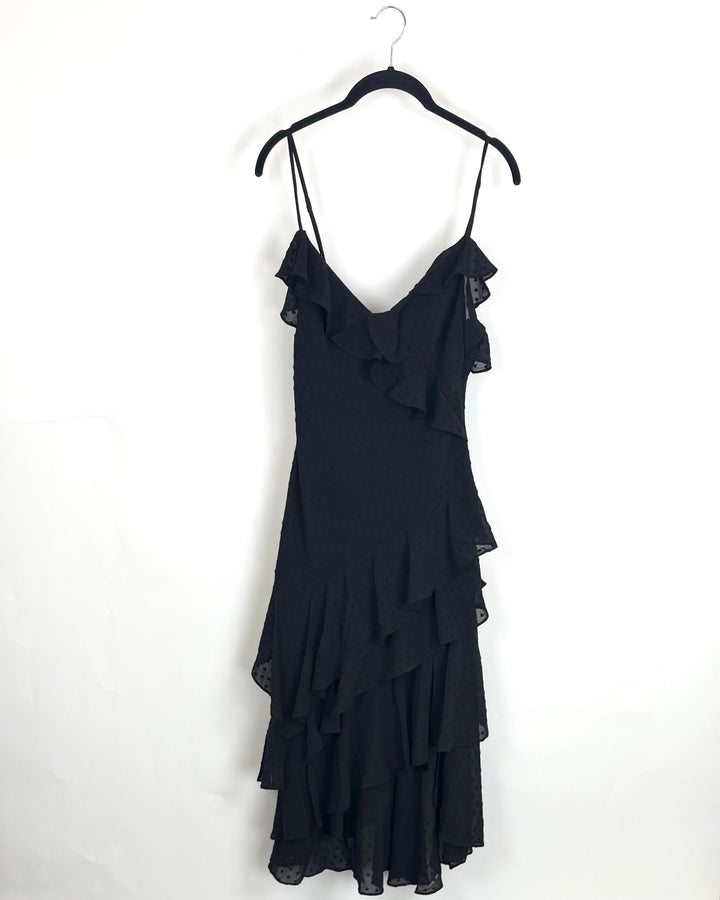 Black Mini Heart Ruffle Dress - Size 2/4