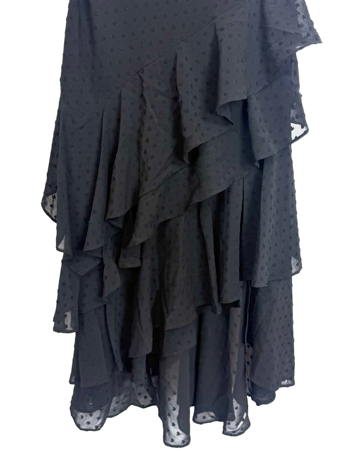 Black Mini Heart Ruffle Dress - Size 2/4