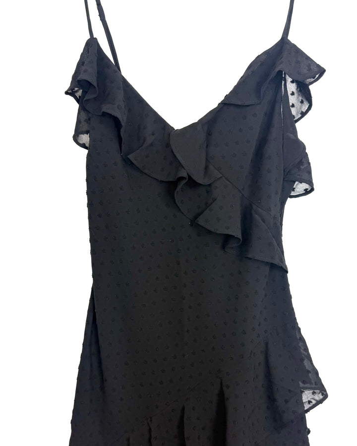 Black Mini Heart Ruffle Dress - Size 2/4