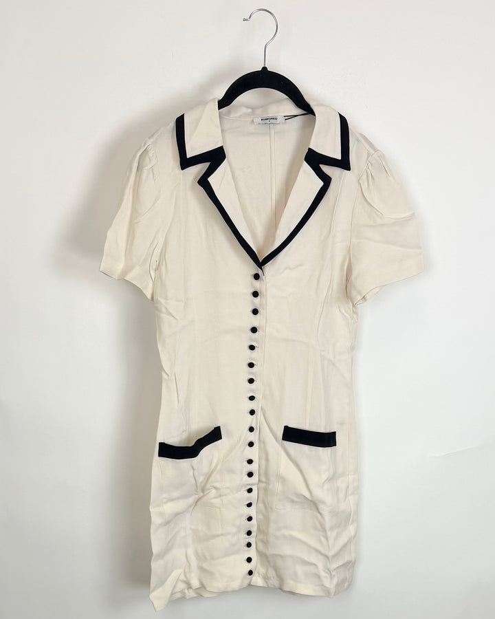 Ivory button down mini dress - Size 0/2, 2/4