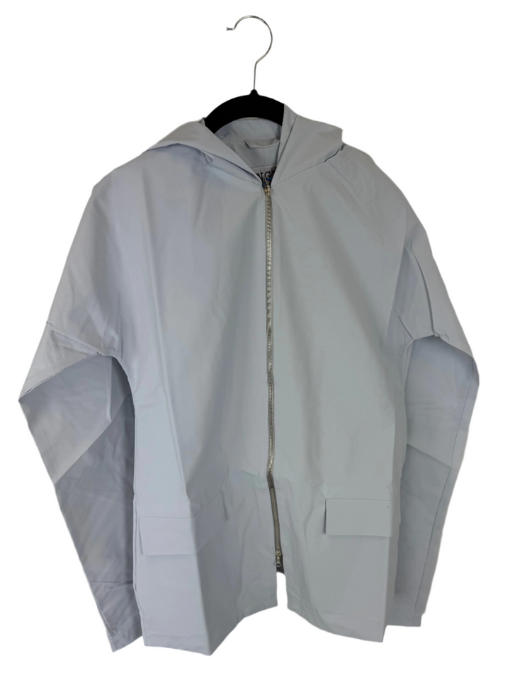 Pale Blue Raincoat With Hood - Size 0 - 8