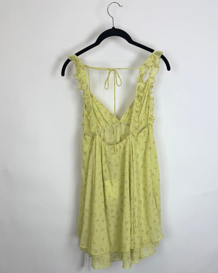 Light green floral babydoll ruffle dress - 2/4