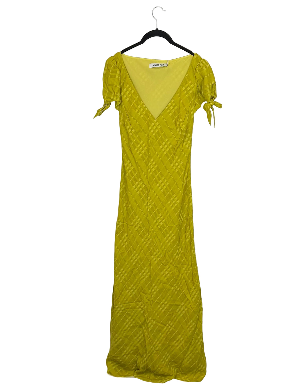 Burnt Yellow Plaid Maxi Dress - 2/4