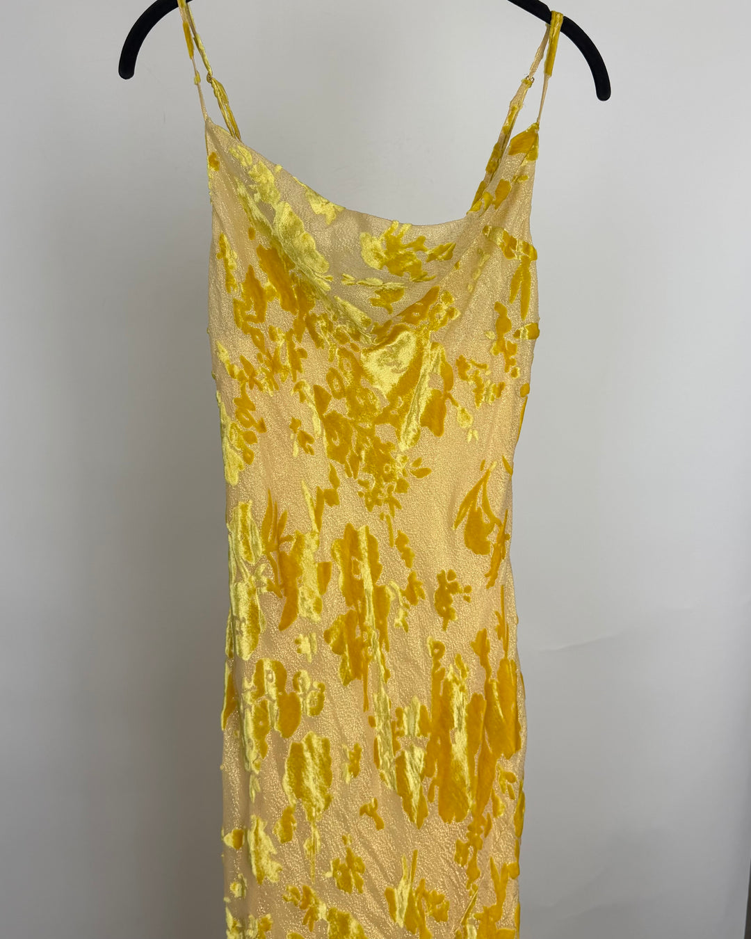 Yellow Velvet Floral Lace Gown - Size 0/2 and 2/4