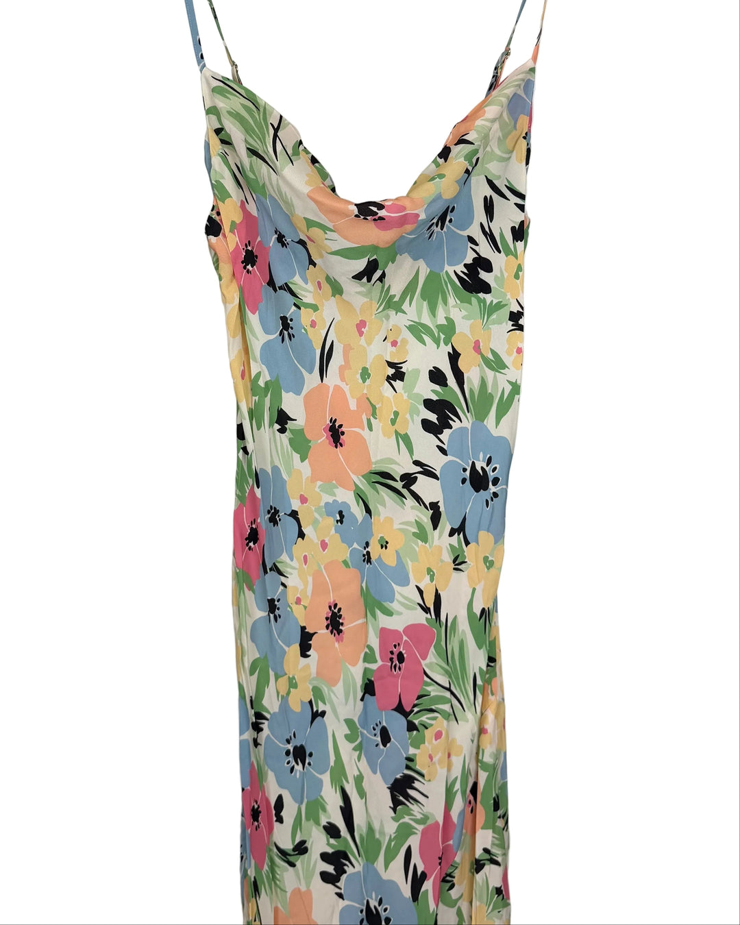Blue and floral print sleeveless maxi dress - 2/4