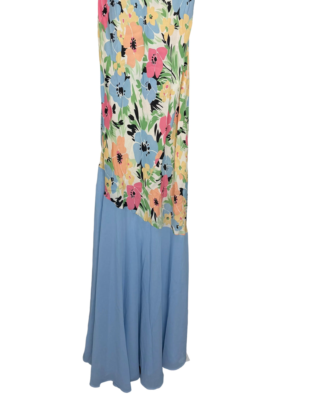 Blue and floral print sleeveless maxi dress - 2/4