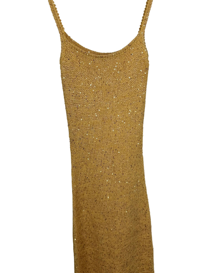 Burnt Yellow Sequin Knit Dress -  Size 0/2