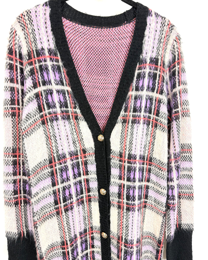 Long Plaid Cardigan - Size 4/6