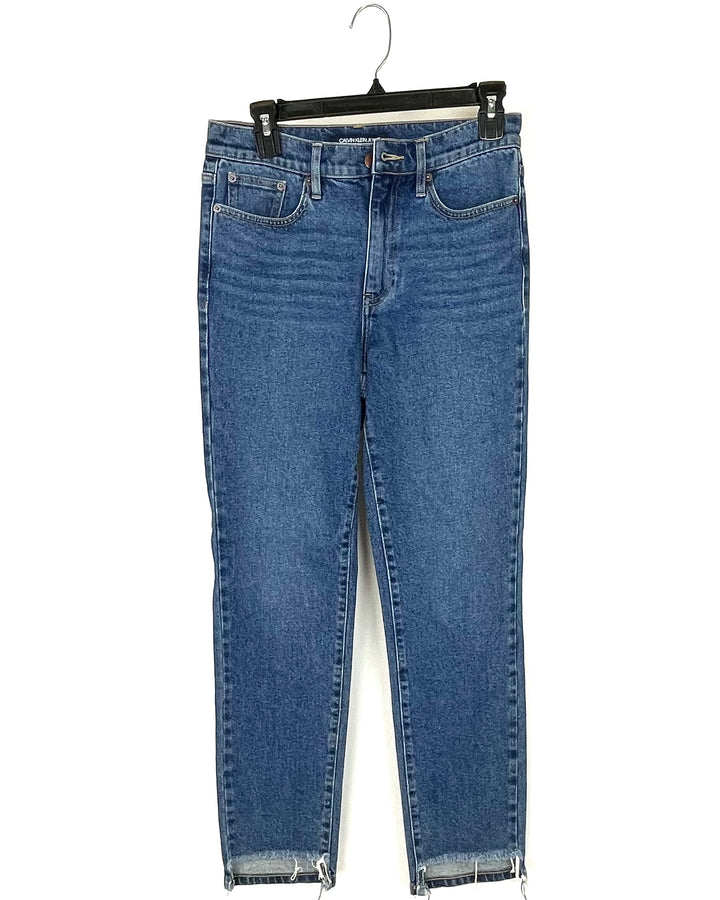 High Waisted Dark Denim Jeans - Size 28