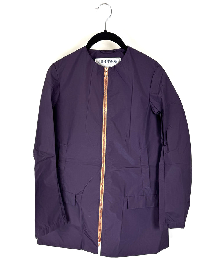 Plum Purple Straight Fit Raincoat - Size 0-8