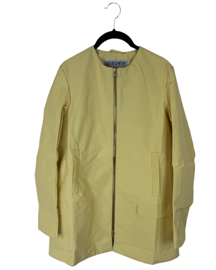 Butter Yellow Straight Fit Raincoat - Size 0-6