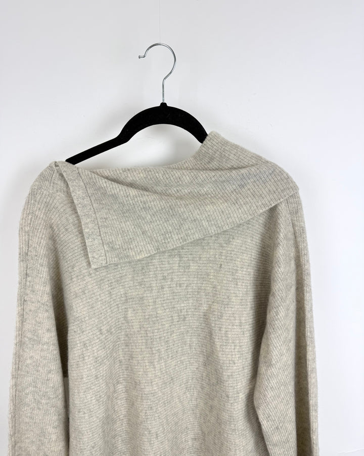Pewter Asymmetric Collar Sweater - Size 4/6