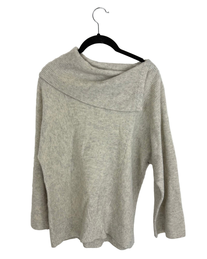 Pewter Asymmetric Collar Sweater - Size 4/6