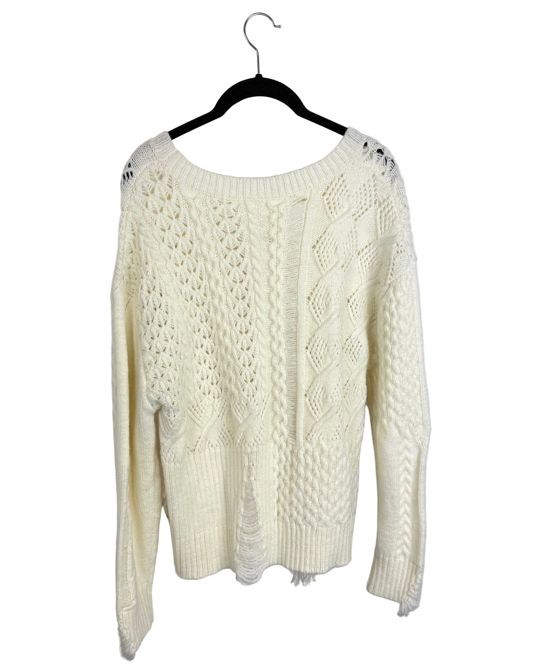 Cream knitted fringe sweater - size 8/10
