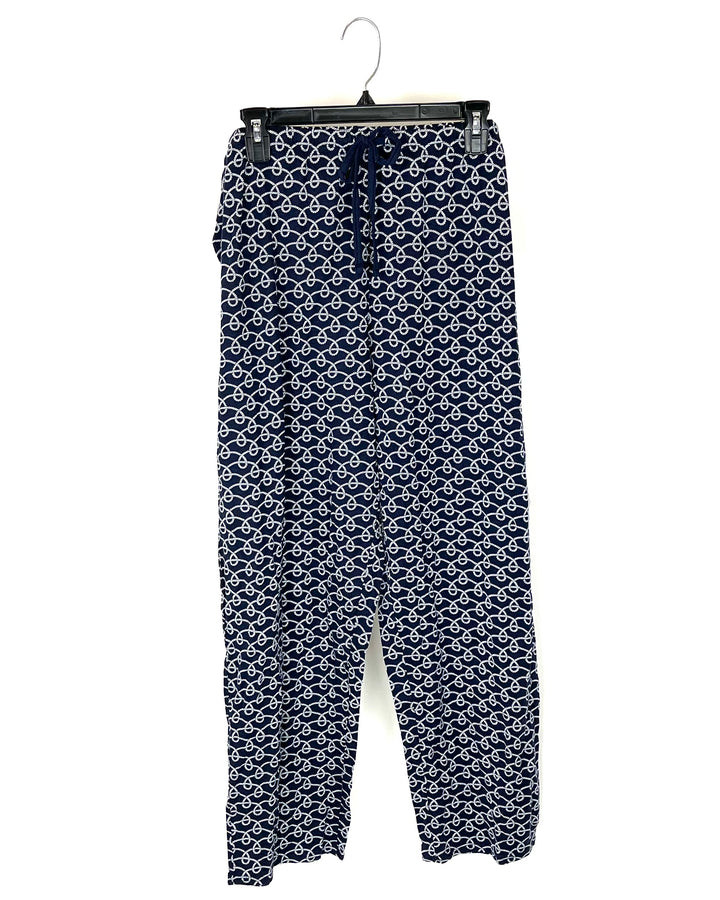 Navy Rope Print Pajama Pants - Small