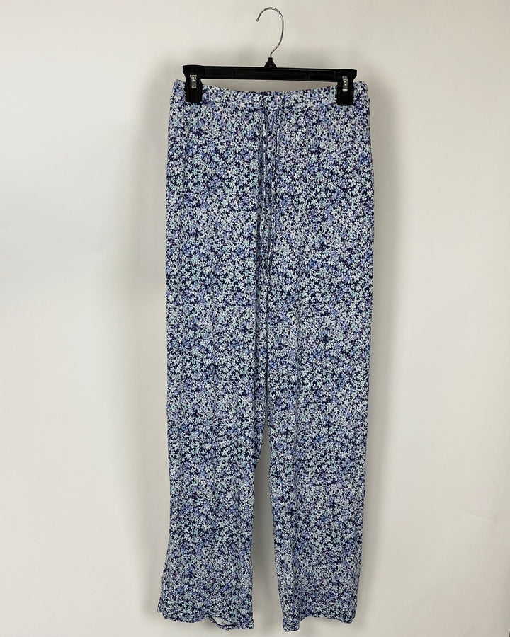 Blue Floral Cropped Pajama Pants - 1X