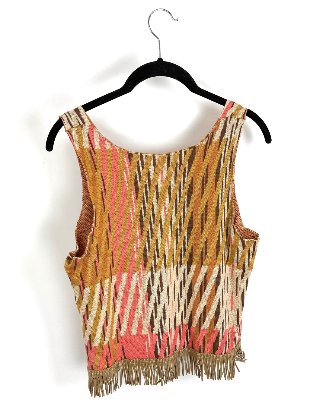Orange patterned fringe tank - size 2/4